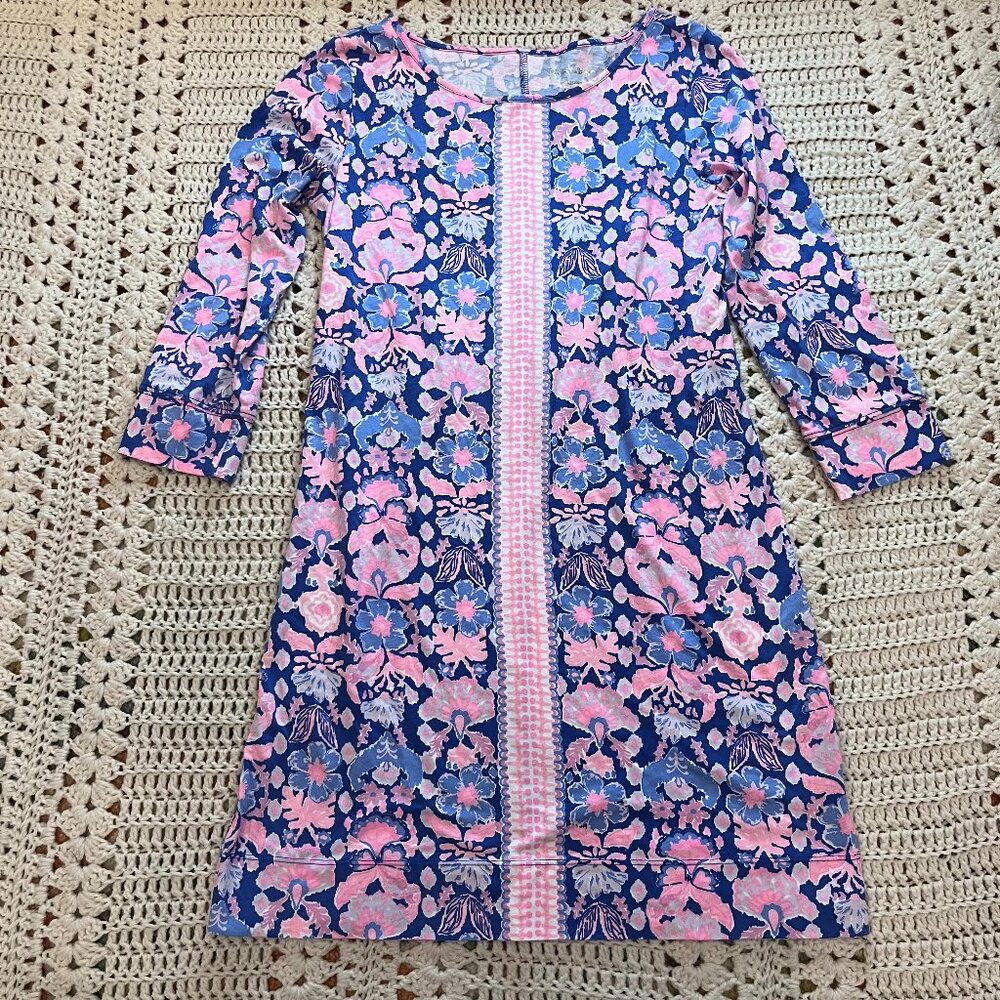 Lilly Pulitzer 100% Pima Cotton Marlowe Iris Blue Werk It Pattern Size Medium